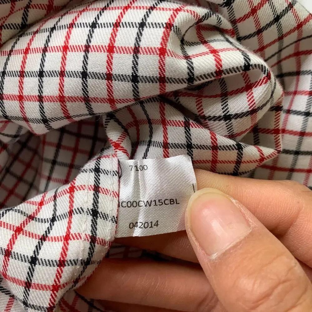 Peter Millar Dress Shirt Men Small Nanoluxe EasyCare Plaid Button Down Curve Hem